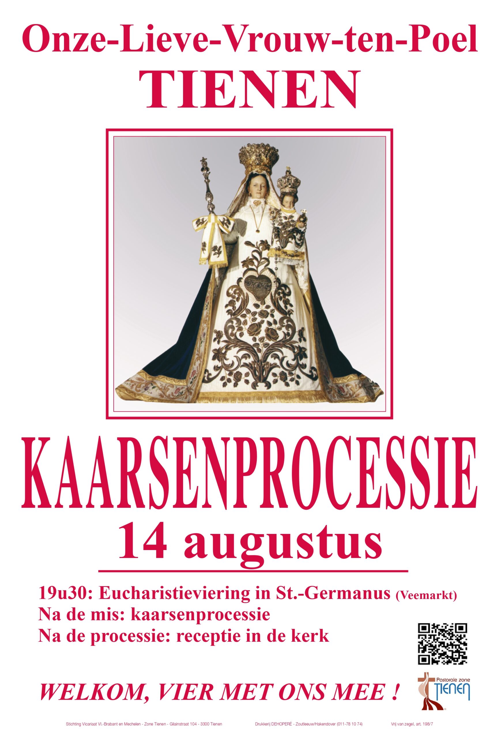 14 Augustus kaarskensprocessie in Tienen.